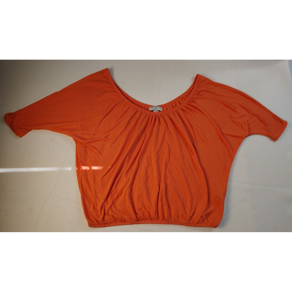 Cotton On Orange Blouson Top Women XXS Dolman Sleeve Elastic Hem Boho Casual
